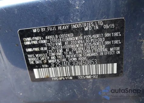 2016 Subaru Forester 2.5I Premium from USA, damaged, VIN JF2SJADC3GH450853